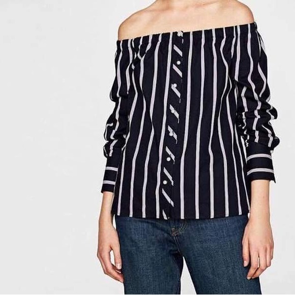 Zara Tops - ZARA off shoulder button down blouse